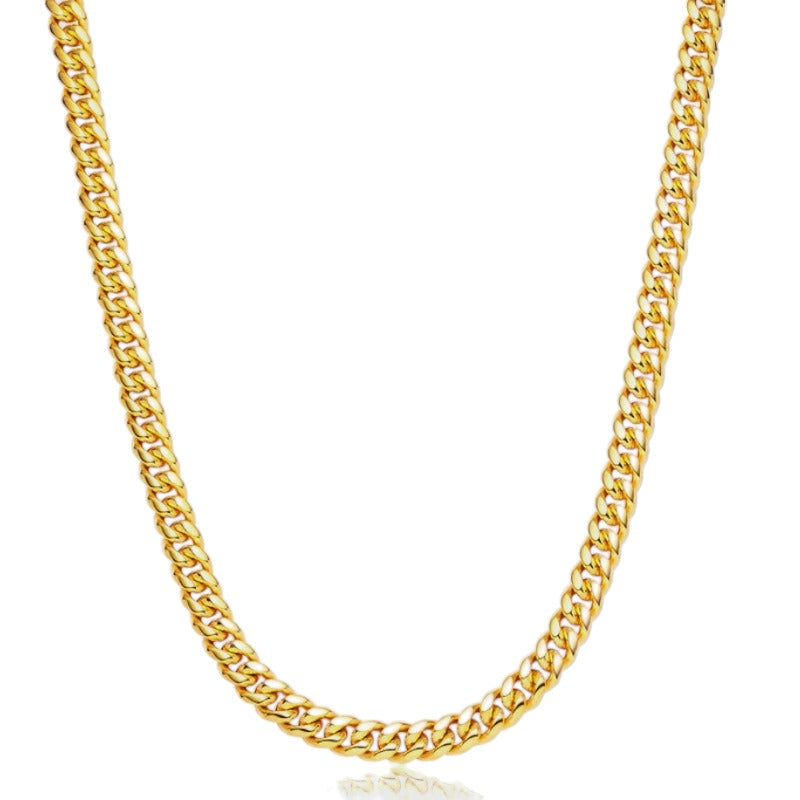 8mm Plain Cuban Link Necklace Chain 55cm