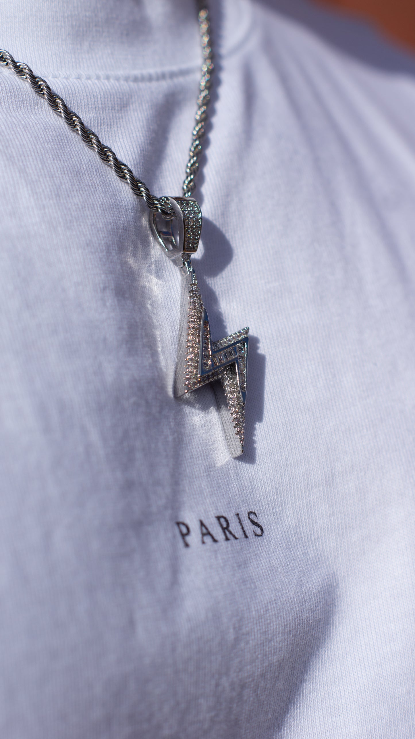 Iced Bolt Pendant (Silver)