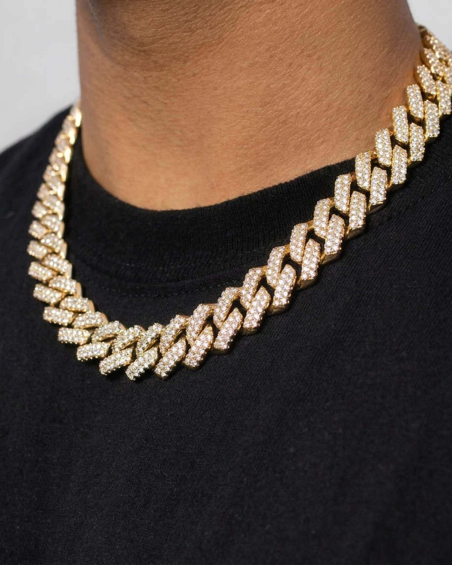 DIAMOND PRONG LINK (GOLD) 14MM