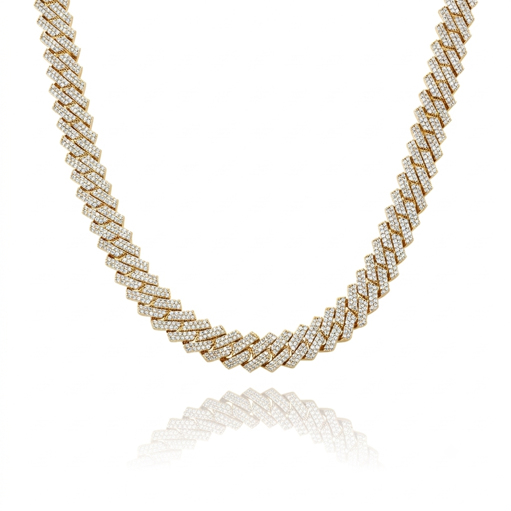 DIAMOND PRONG LINK (GOLD) 14MM