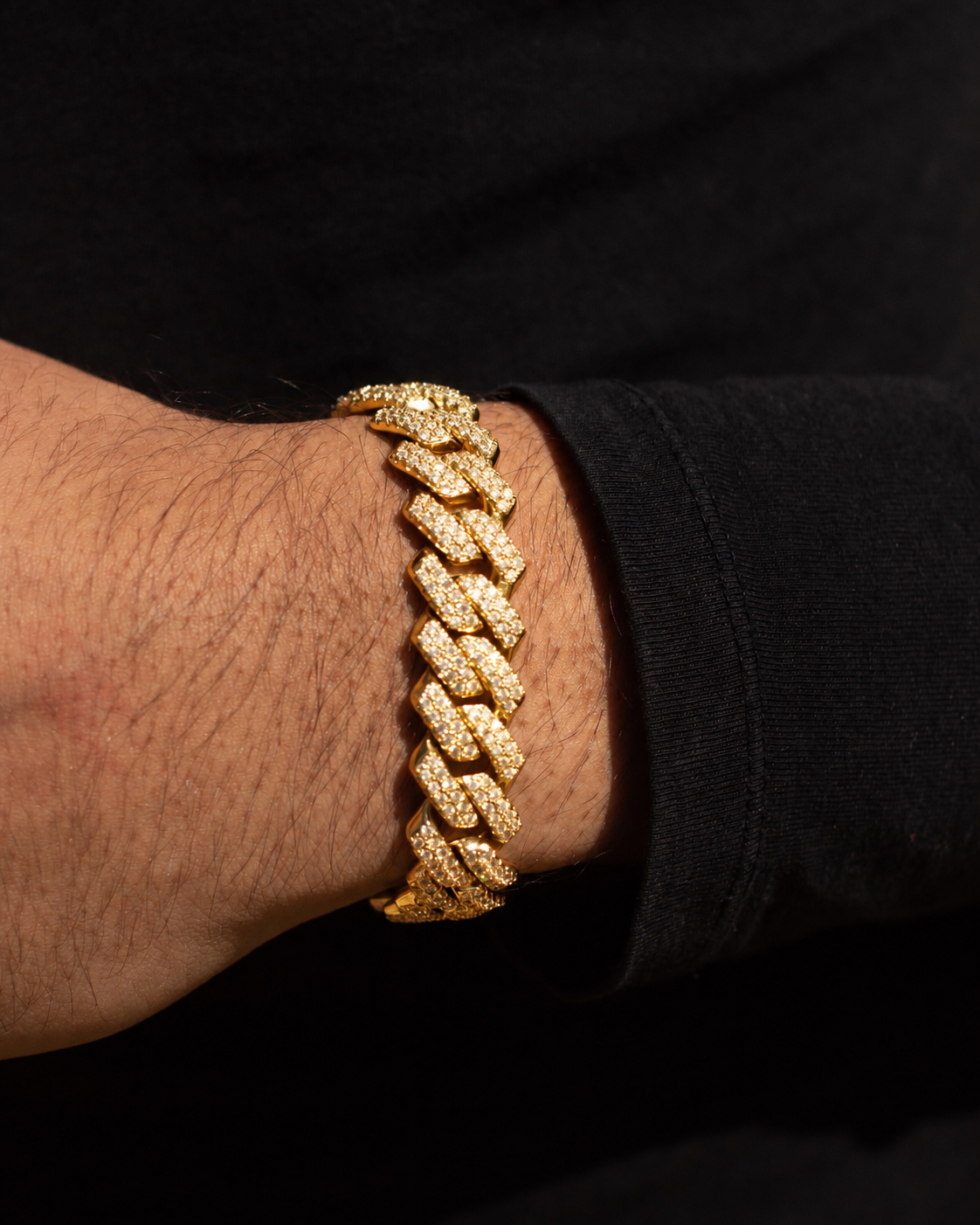 DIAMOND PRONG LINK BRACELET (GOLD) 14MM