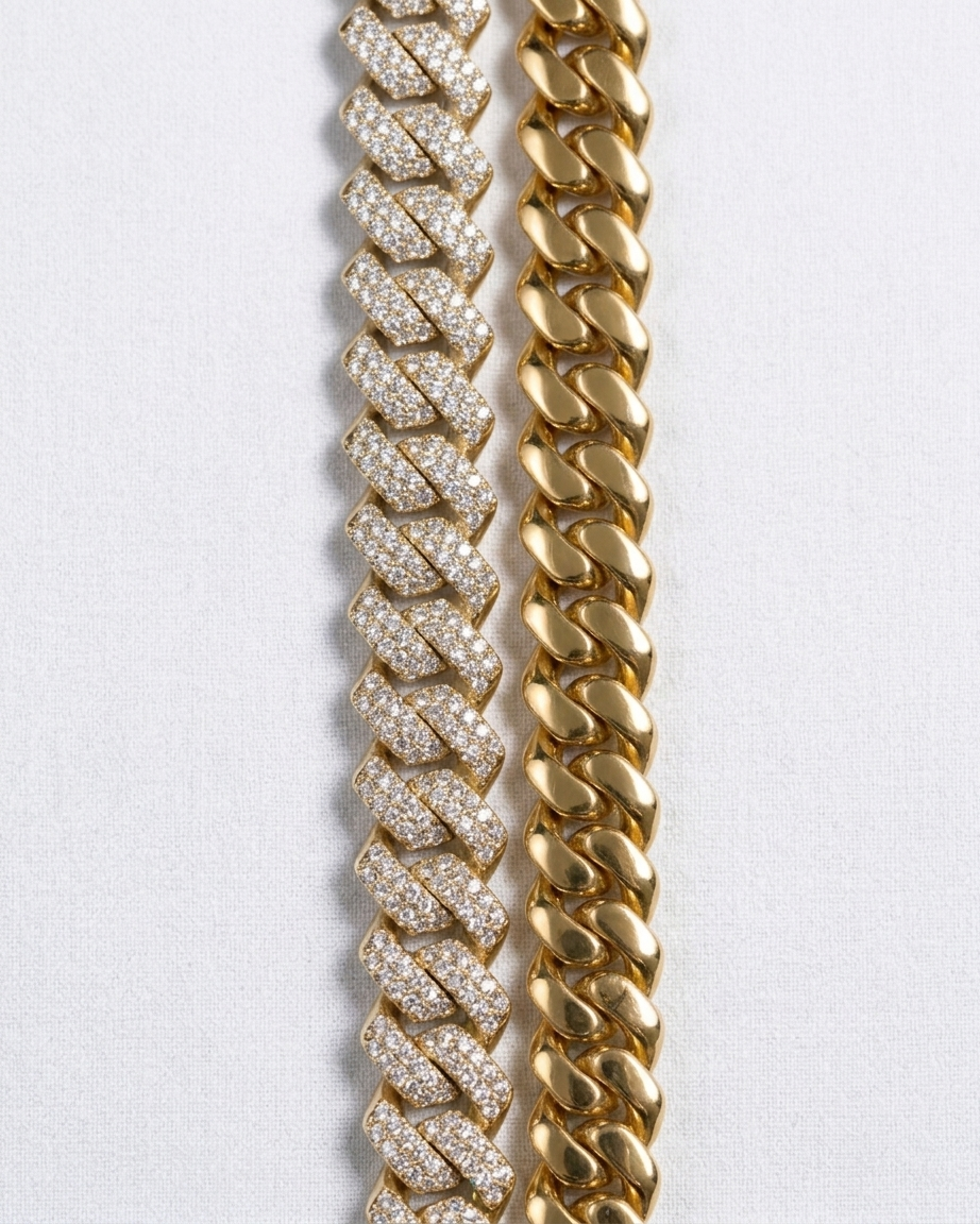 DIAMOND PRONG LINK (GOLD) 14MM