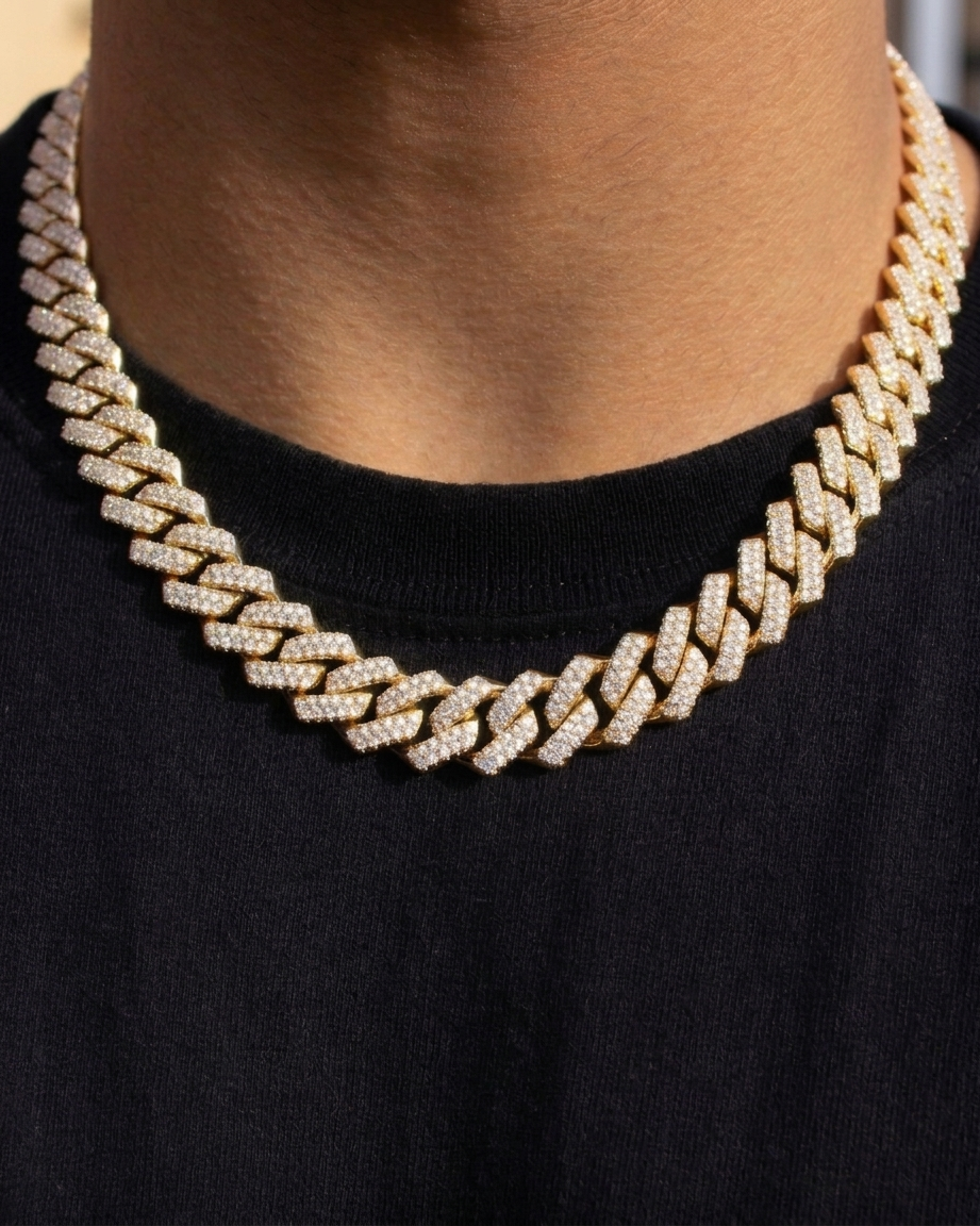 DIAMOND PRONG LINK (GOLD) 14MM
