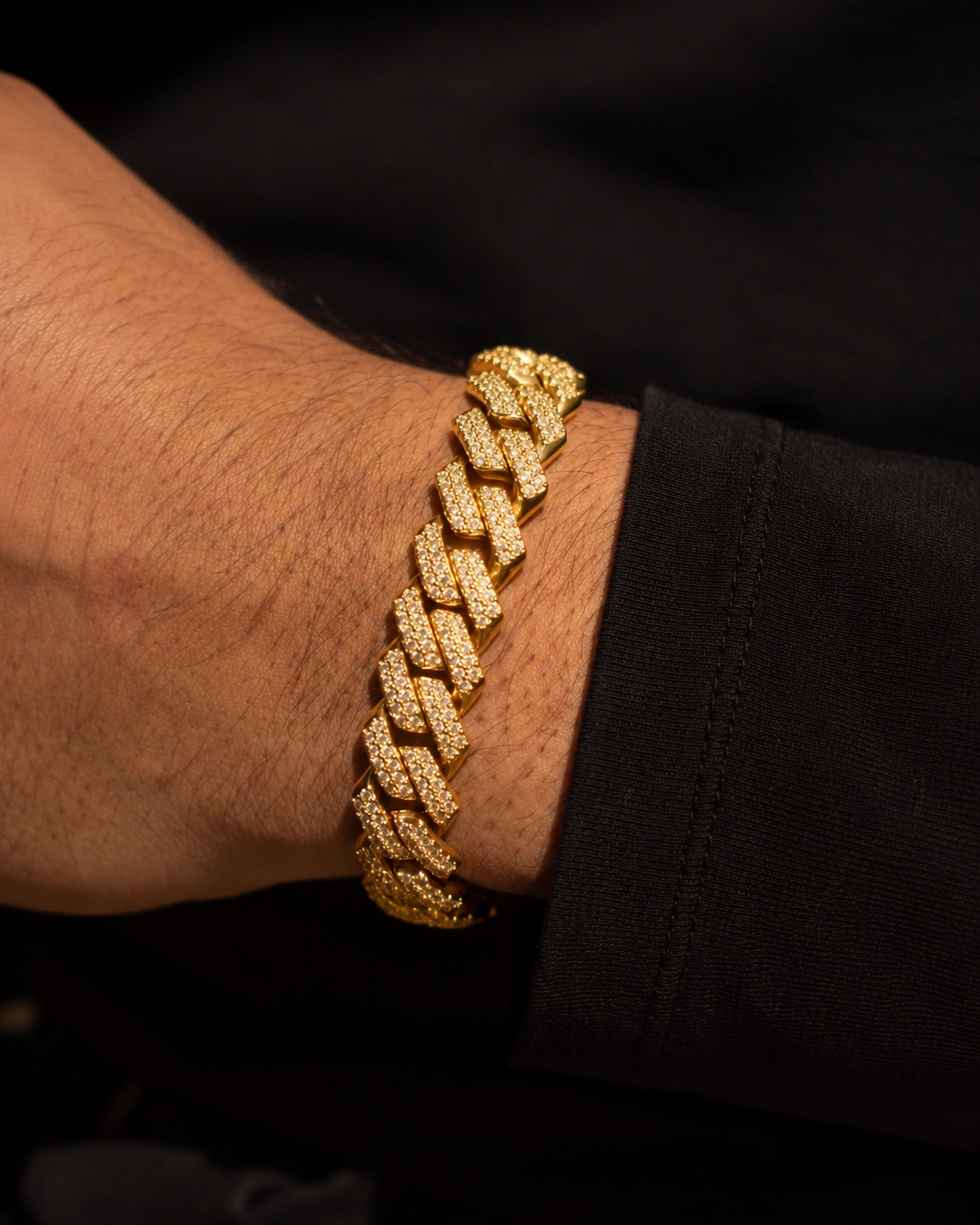DIAMOND PRONG LINK BRACELET (GOLD) 14MM