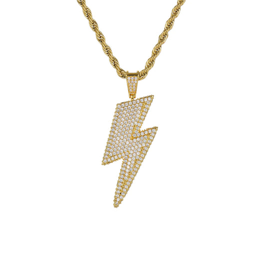Iced Lightning Pendant (Gold)